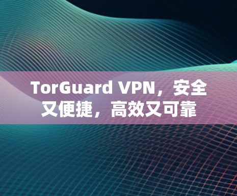TorGuard VPN,安全又便捷,高效又可靠 TorGuard VPN,安全又便捷,高效又可靠